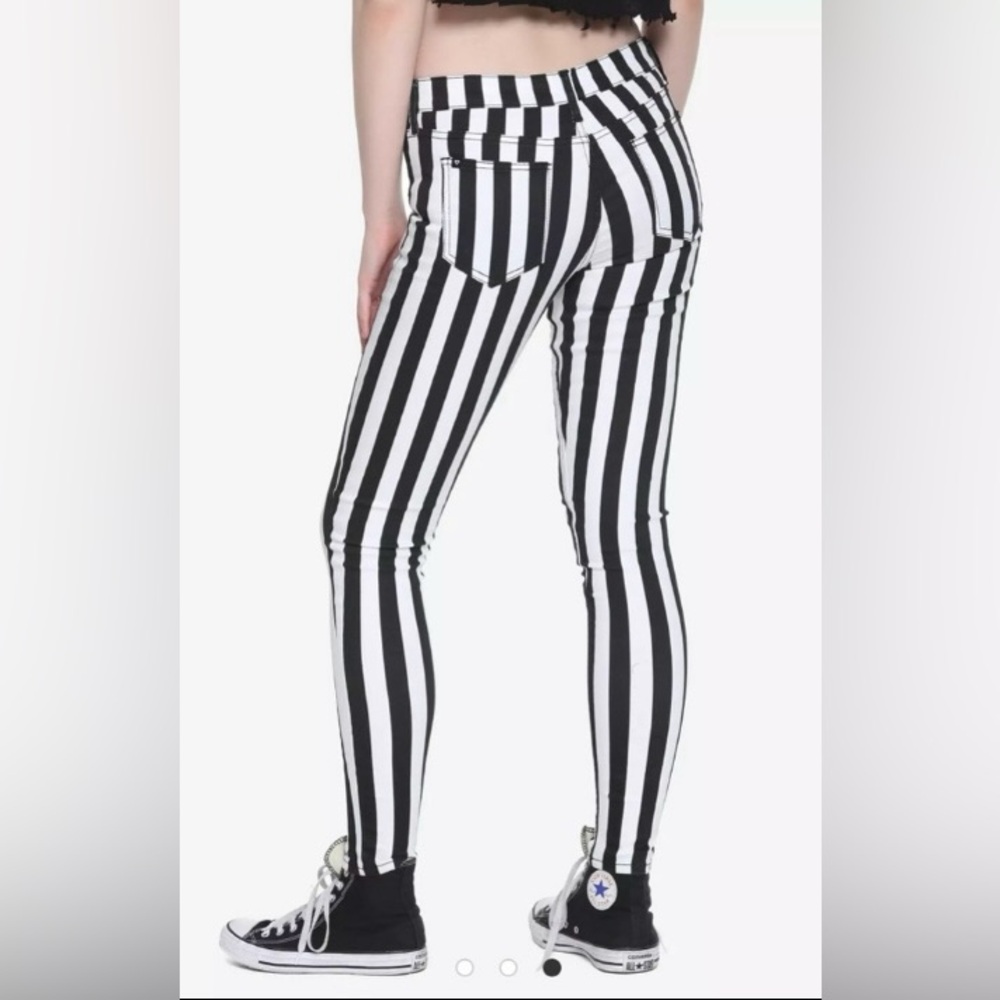 Blackheart Black & White Stripe Zippered Stingerette Jeans Juniors Size 1 GUC - Picture 3 of 12
